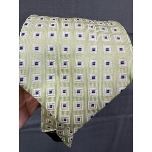 Canali Silk Necktie Geometric Pattern Light‎ Green Blue Men Formal Business